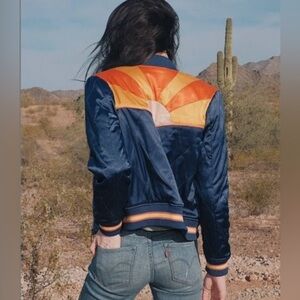 Classic Rock Couture Satin Sunrise Bomber Jacket size XL